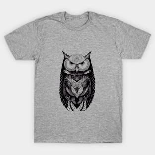 Owl Wild Animal Nature Illustration Art Tattoo T-Shirt